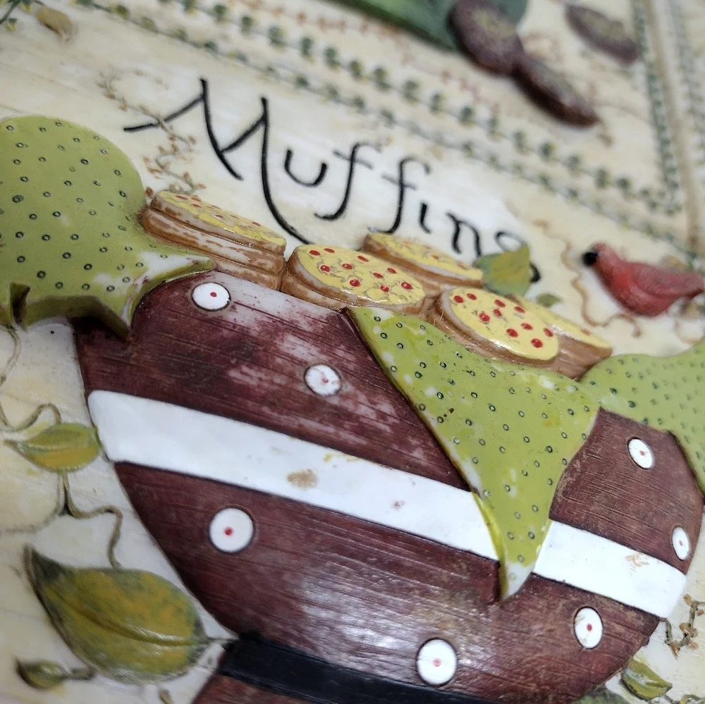 Set‎ of 4 Resin 3D Wall Decor Plaques Tea, Honey, Cookies, and Muffins